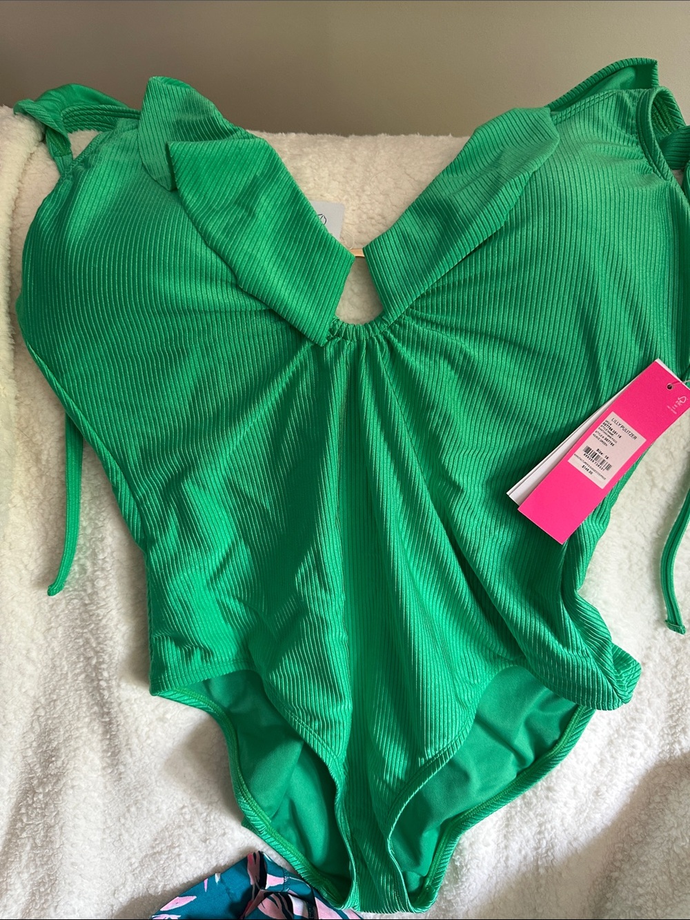 Lilly Pulitzer Bright Green Ribbed One-Piece Swim Bodysuit